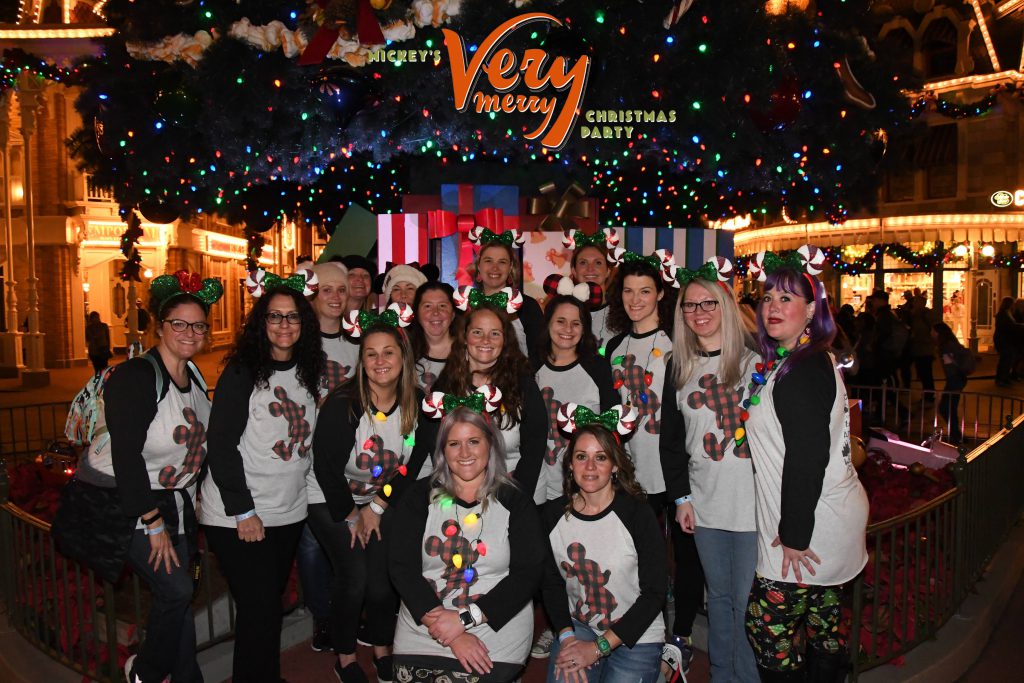 Team at Mickey's Christmas Party from my disney bucket list