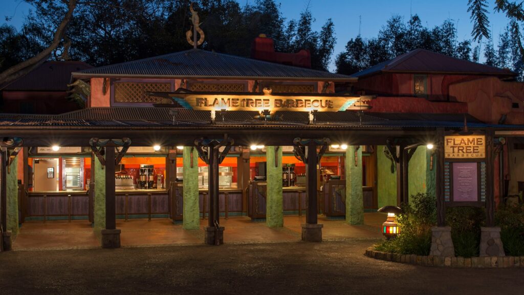 Flame Tree Barbecue outside at night